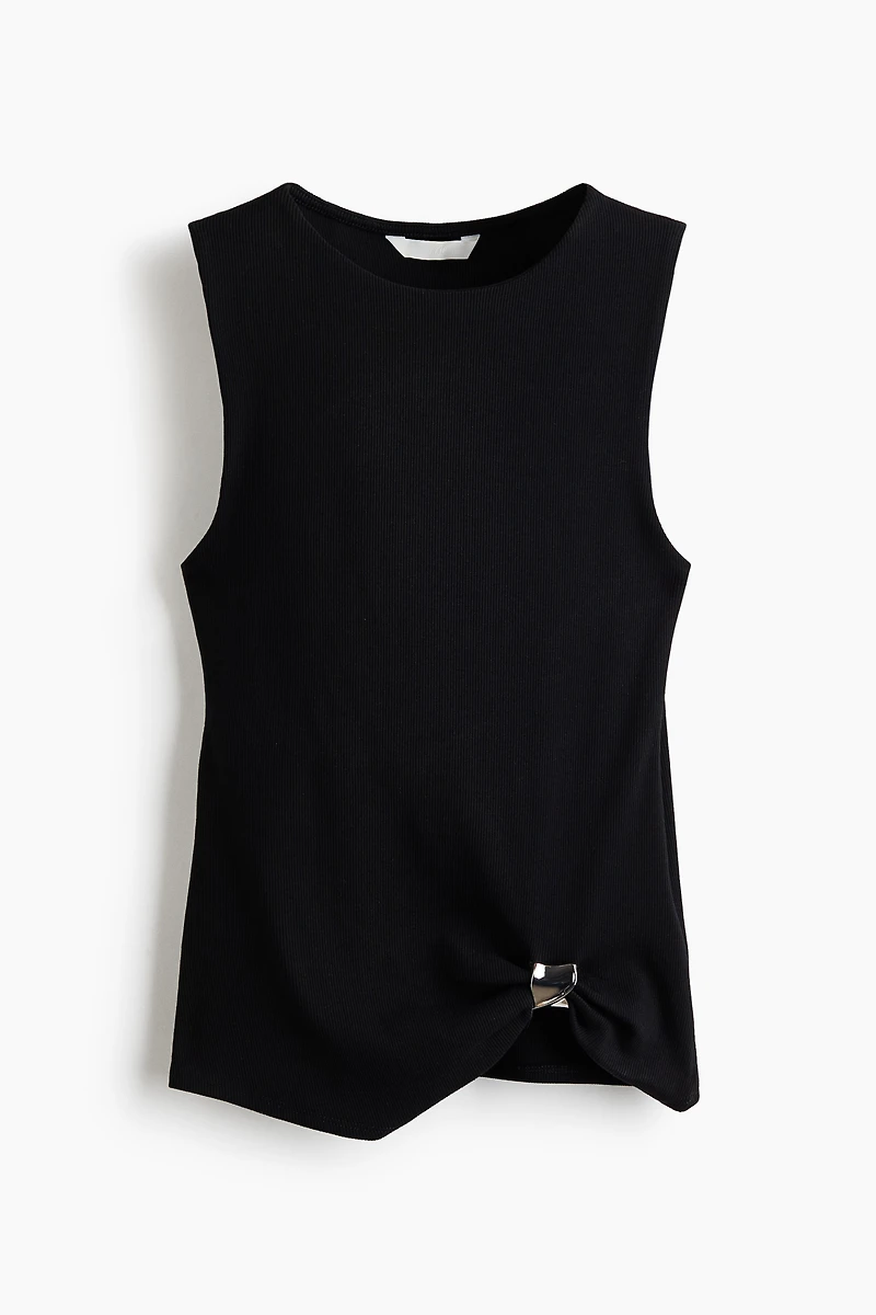 Draped-Detail Ribbed Top