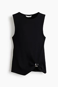 Draped-Detail Ribbed Top