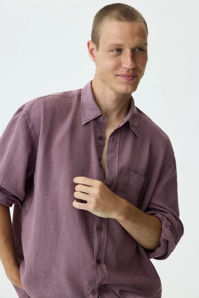 Chemise décontractée en lin mélangé