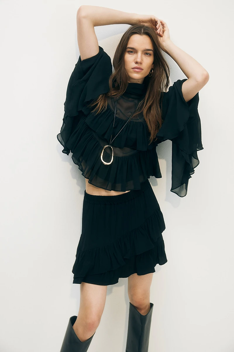 Flounced Mini Skirt