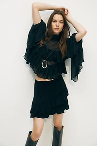 Flounced Mini Skirt