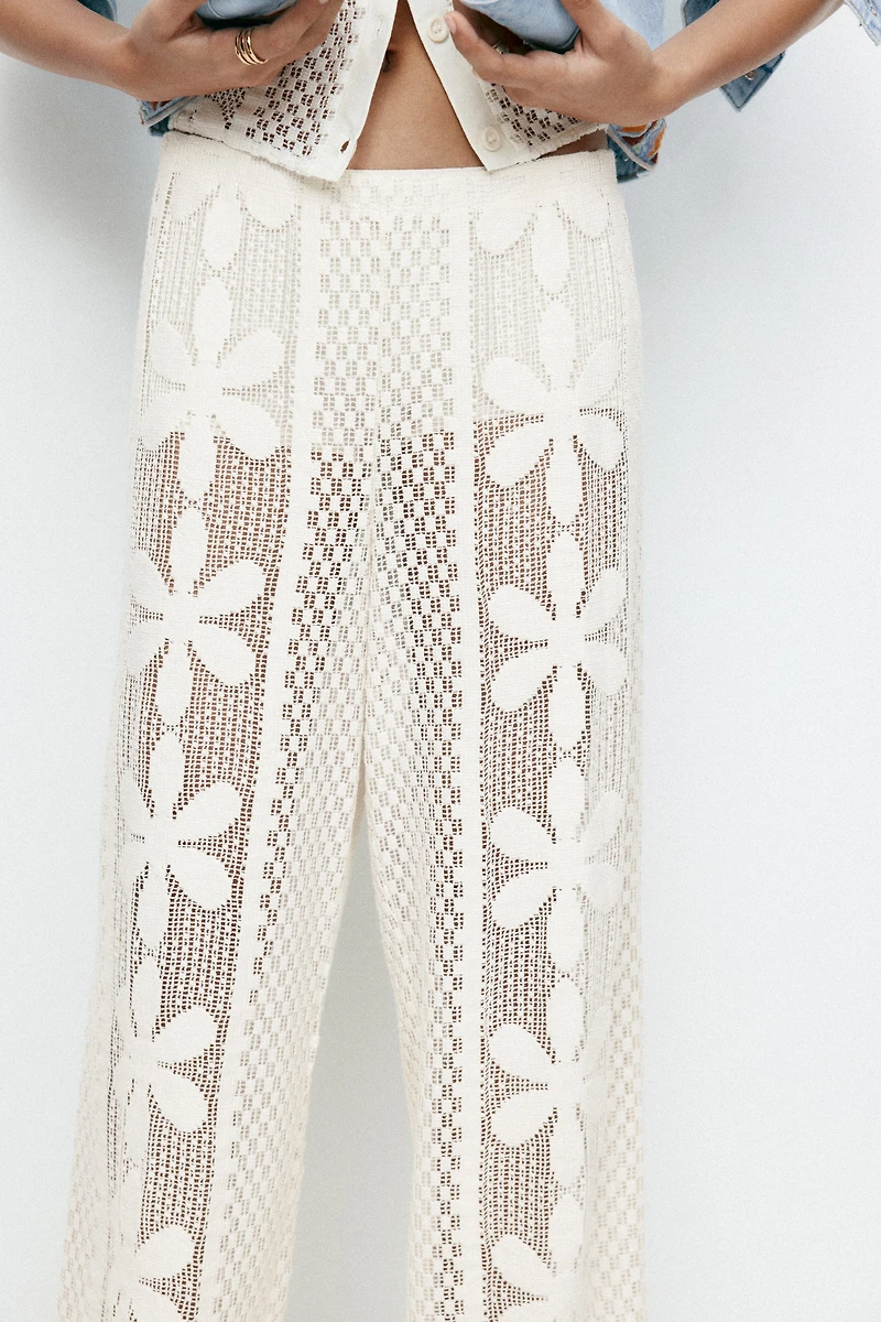 Pantalon en jersey dentelle