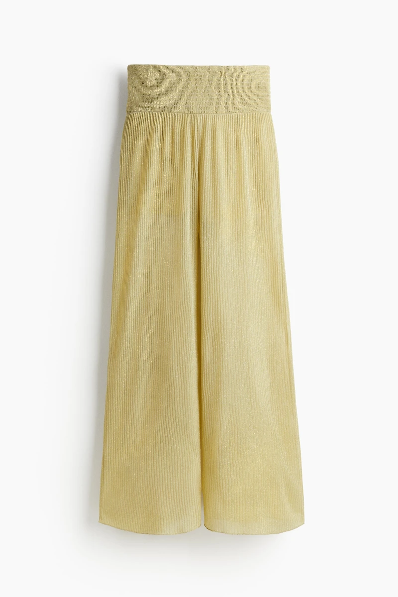 Glittery Smocked-Waist Pants