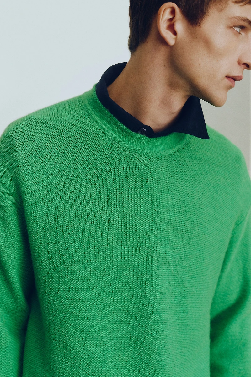 Chandail ample en point mousse de laine mélangée