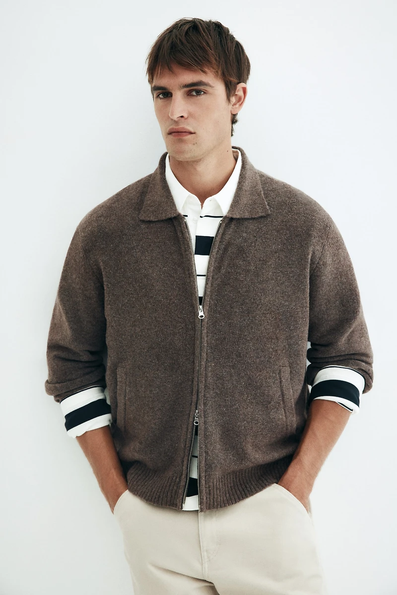 Regular-Fit Cardigan with Collar
