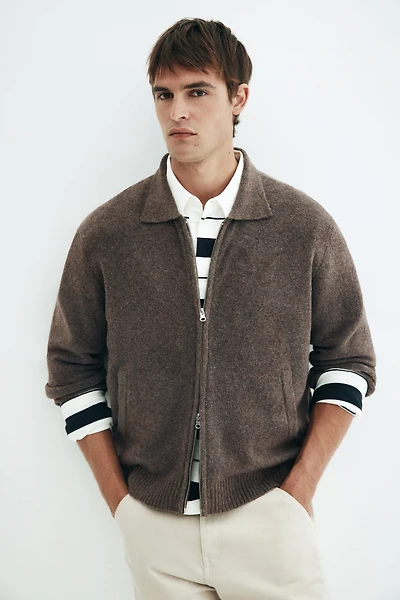 Regular-Fit Cardigan with Collar