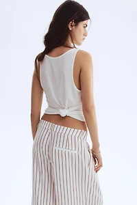 Wide-Leg Linen-Blend Pants