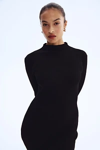 Rib-Knit Mock Turtleneck Dress