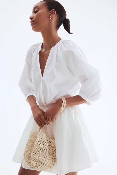 Blouse en popeline avec manches ballon