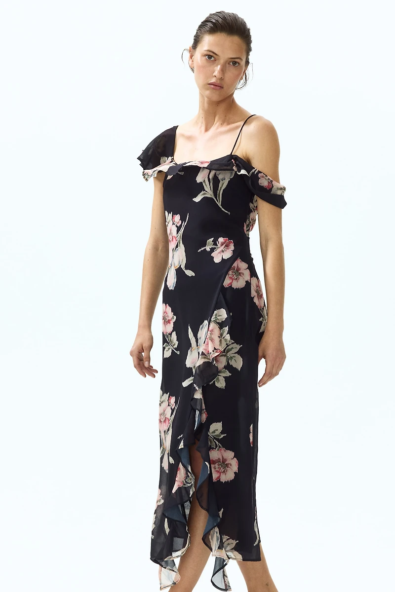 Asymmetric Open-Shoulder Dress