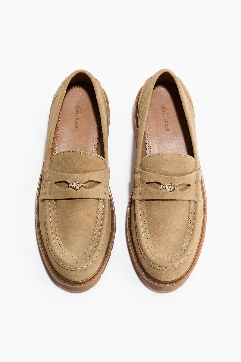Chunky Split Suede Loafers