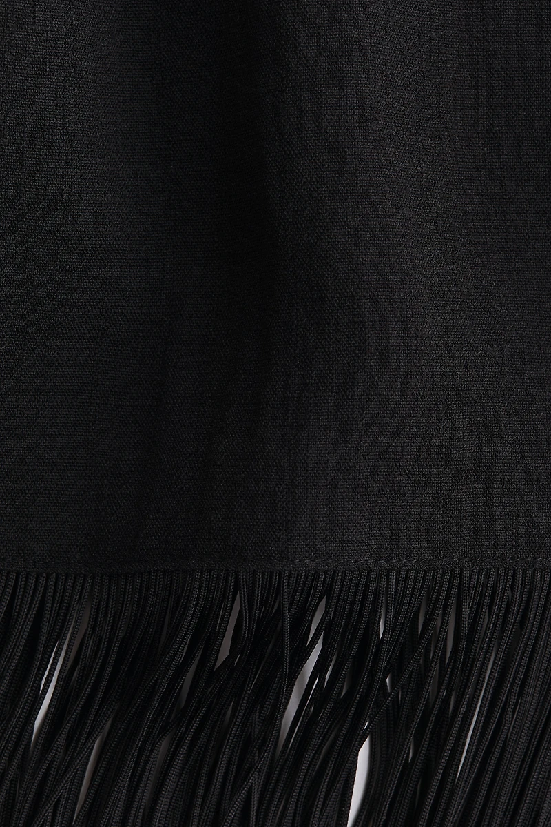 Fringed Dress with Shoulder Pads