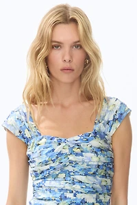 Gathered Ruffle-Trimmed Dress