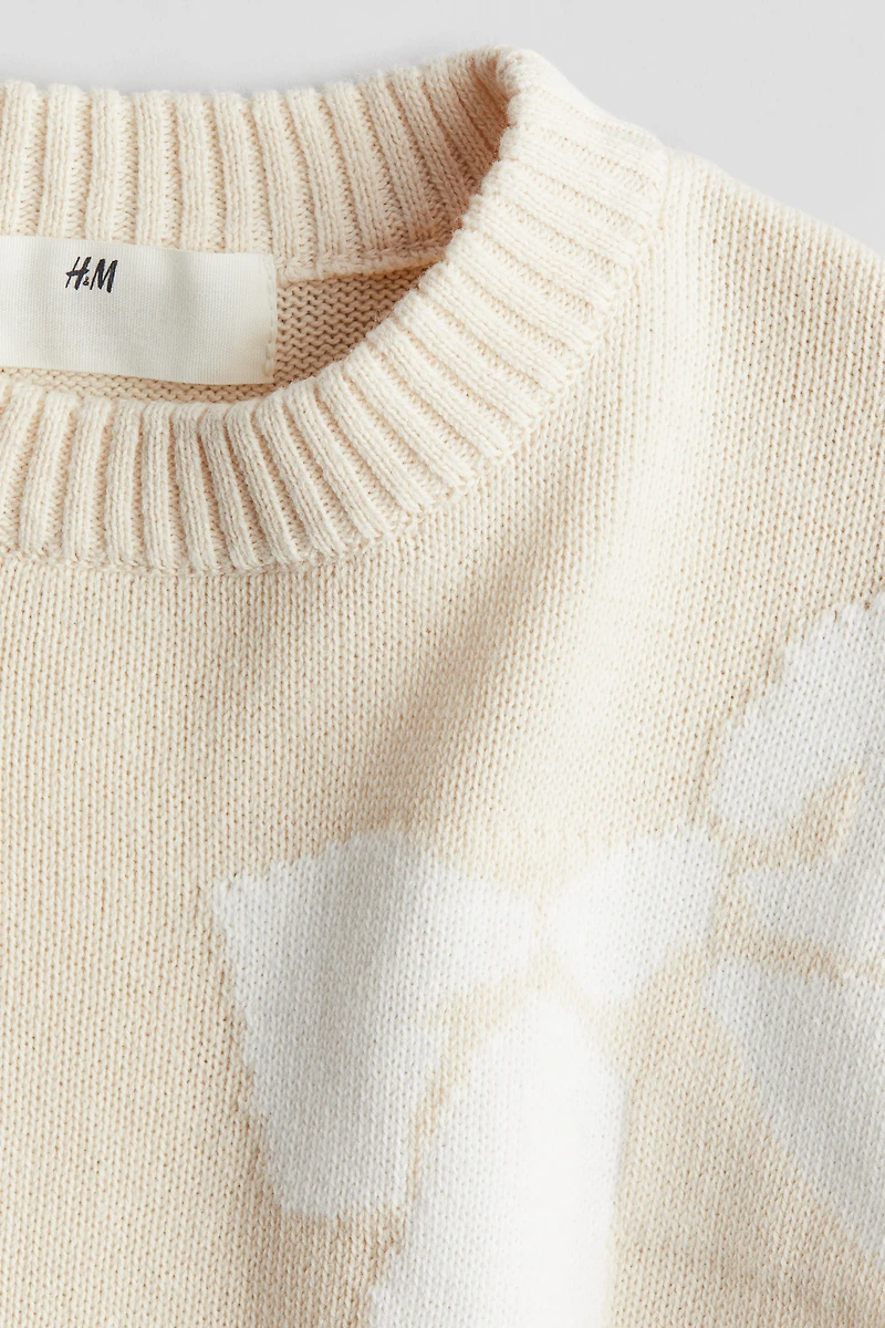 Jacquard-knit Cotton Sweater
