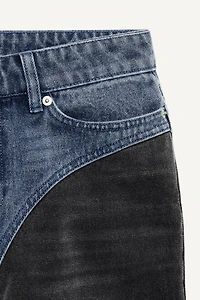 Two-Tone Straight-Leg Jeans