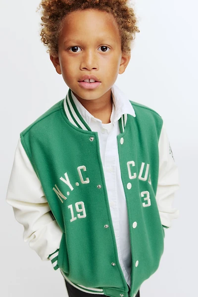 Motif-Detail Baseball Jacket