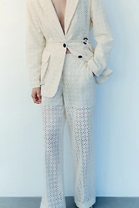 Eyelet-Embroidered Dress Pants