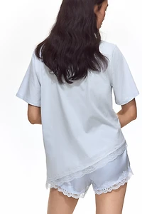 Lace-Trimmed T-Shirt