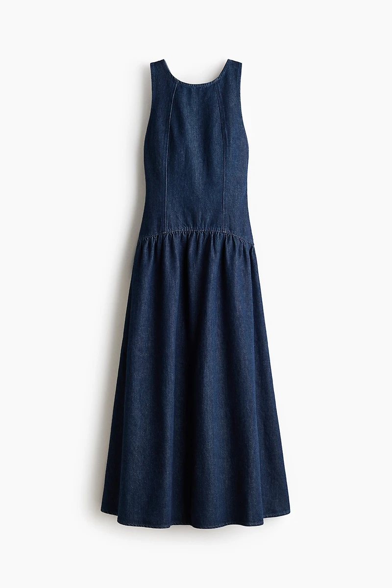 Denim Dress with Flared Skirt