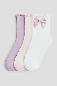 3-Pack Ruffle-Trimmed Socks