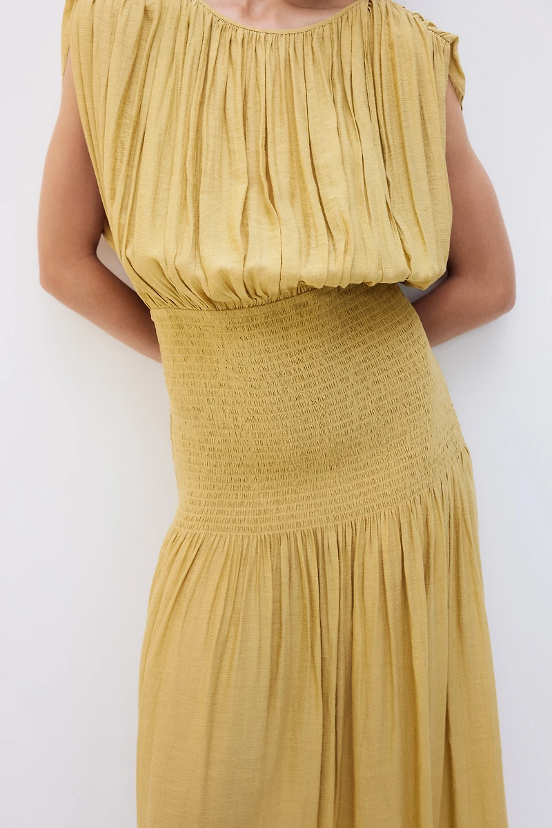 MAMA Smocked Cape-Detail Nursing Dress