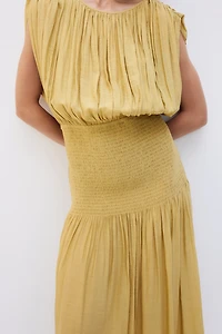MAMA Smocked Cape-Detail Nursing Dress