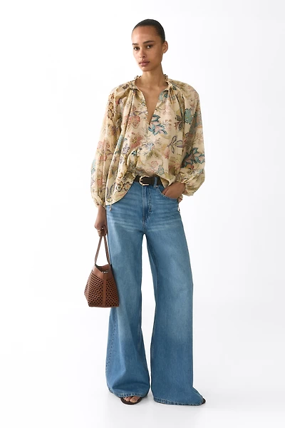 Oversized Cotton-Blend Blouse