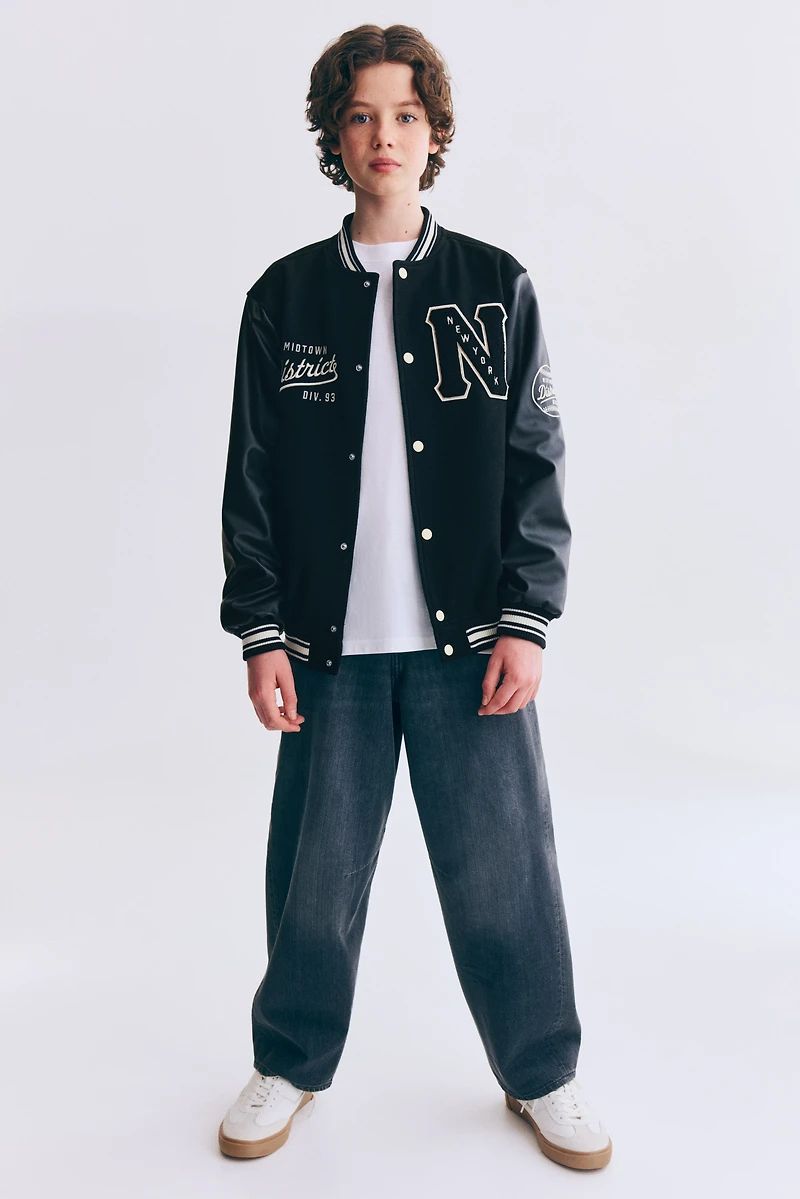 Appliquéd Baseball Jacket
