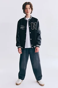 Appliquéd Baseball Jacket