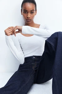 Lace-Trimmed Ribbed Top