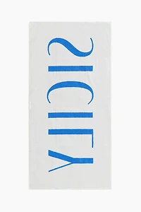 Cotton Beach Towel with Text Motif