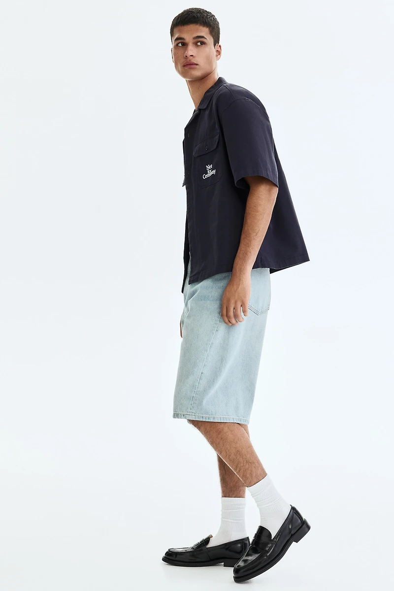 Baggy Twist-Detail Denim Shorts