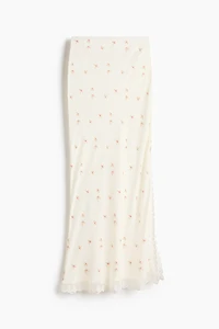 Lace-Trimmed Viscose Skirt