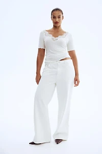 Lace-Trimmed Ribbed Top