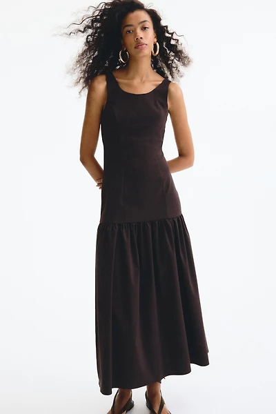 Flared-Skirt Low-Back Dress
