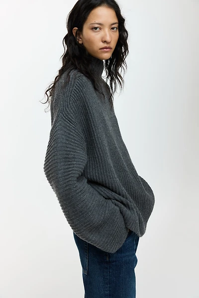 Rib-Knit Wool-Blend Sweater