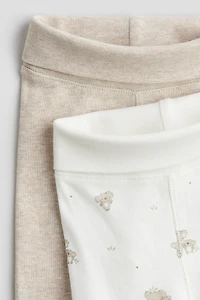 Lot de 2 leggings en coton avec pieds fermés