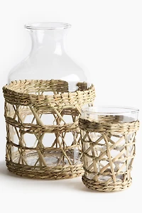 Carafe en verre avec panier en jonc de mer