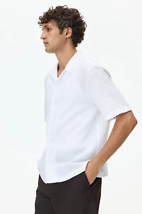 Chemise détendue en lin mélangé à col cubain