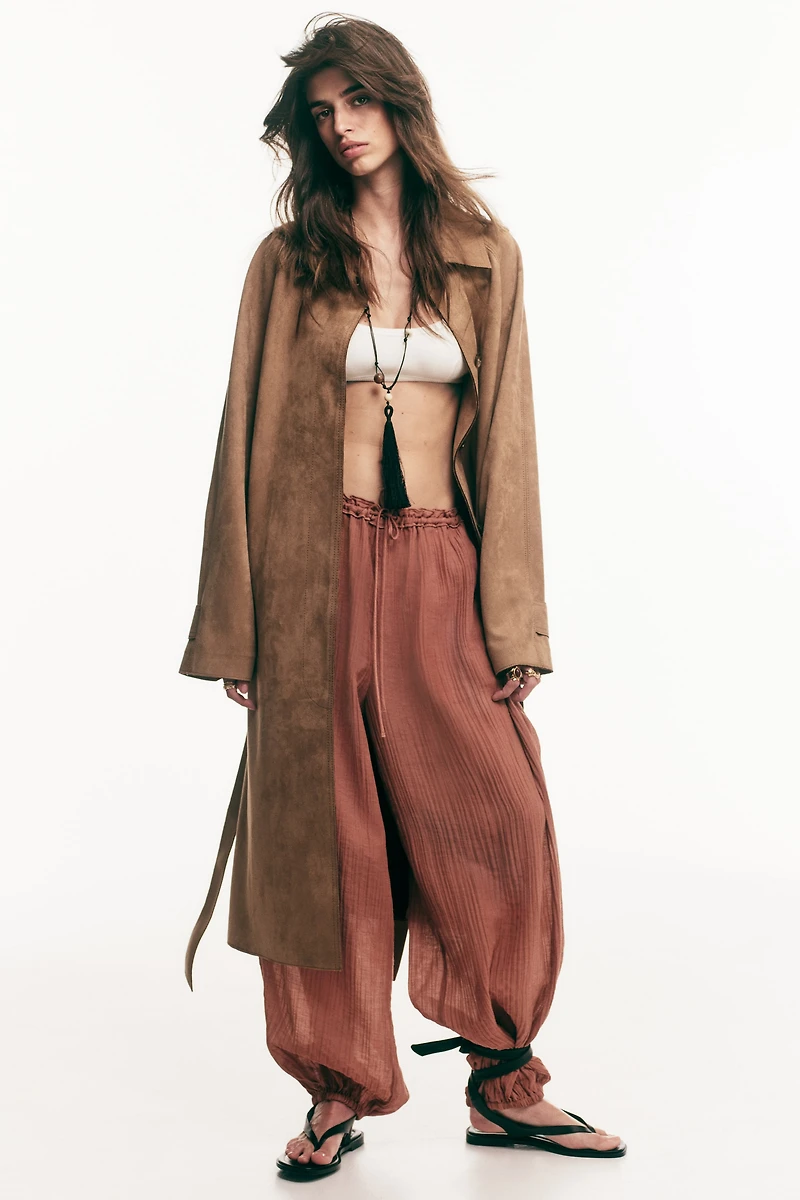 Balloon-Leg Pants with Drawstring