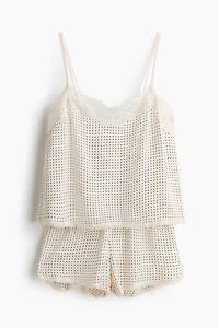 Lace-Trimmed Satin Pajamas