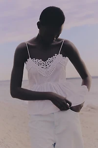 Lace-Trimmed Strappy Top