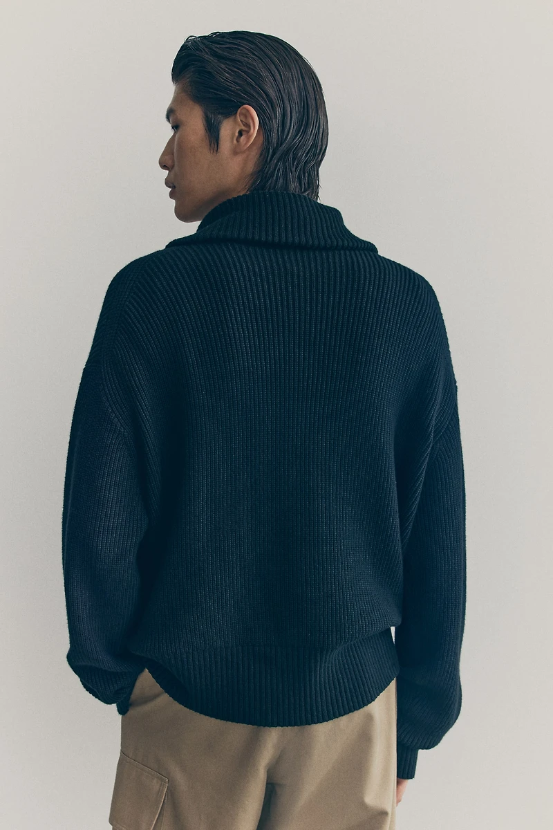 Rib-Knit Half-Zip Sweater
