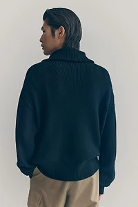 Rib-Knit Half-Zip Sweater