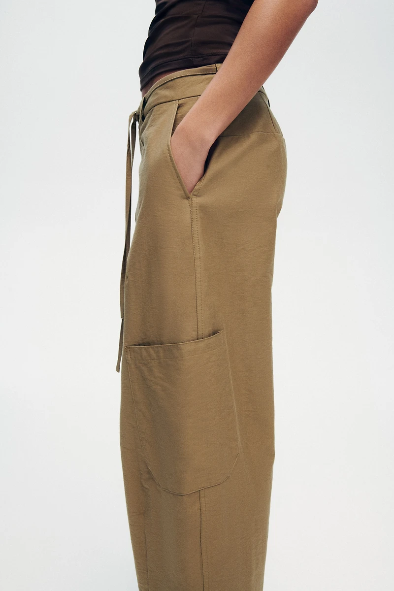 Tie-Belt Cargo Pants