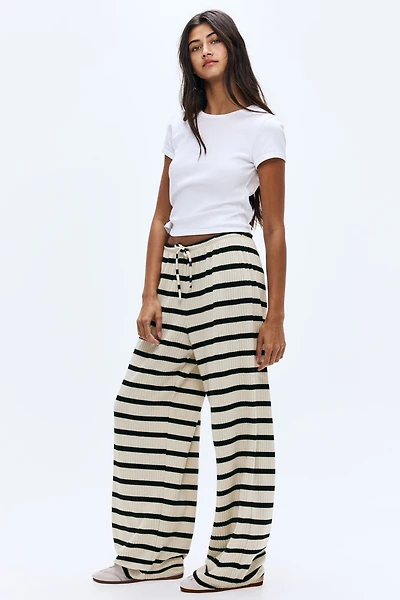 Wide-Leg Rib-Knit Pants