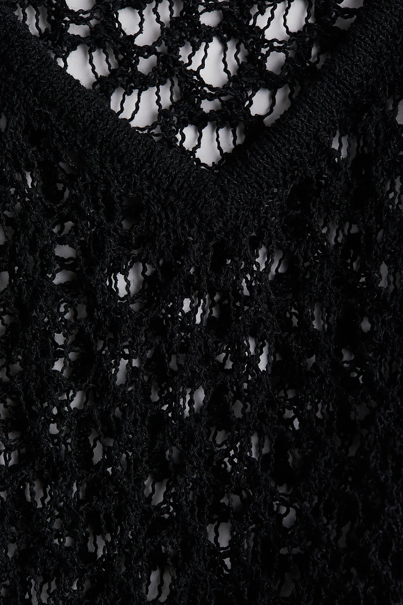 Hole-Knit Mini Beach Dress