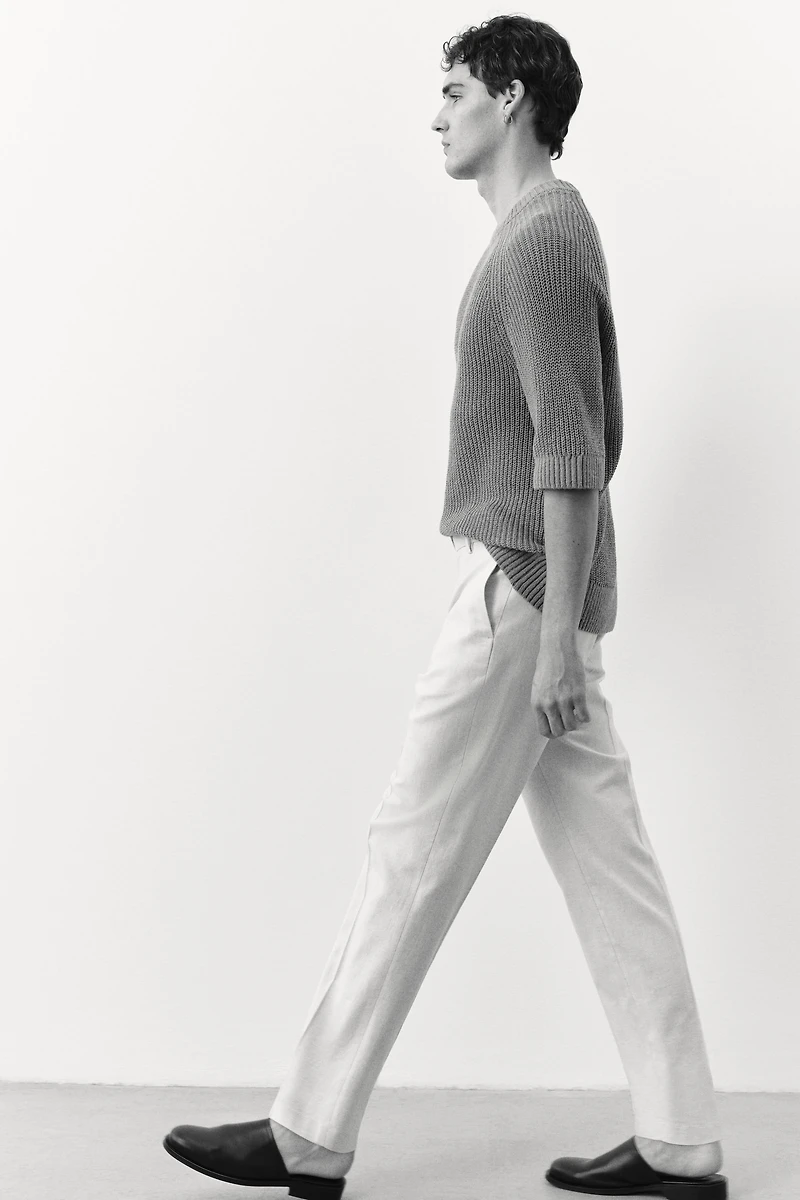 Pantalon de costume classique en lin mélangé