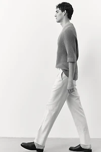 Pantalon de costume classique en lin mélangé