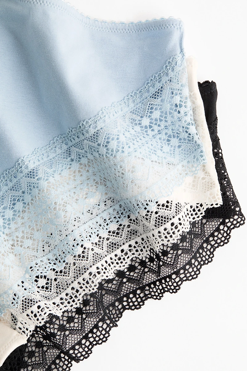 Lot de 3 culottes Hipster en coton et dentelle